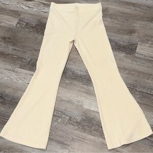 Women's Cream Corduroy Flared Pants Size Large Inseam 32 Inches